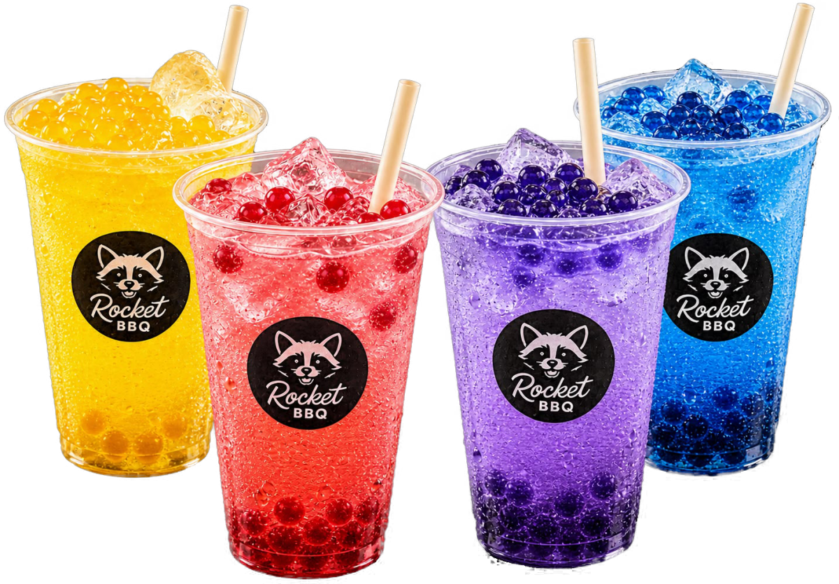 Sodas italianas de piña colada, fresa, taro y blueberry